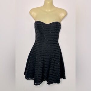 Parker Silk Black Striped Strapless Mini Dress size XS